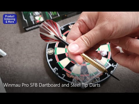 Winmau Pro SFB Dart Board and Broadside Steel Tip Darts Unboxing and First Test